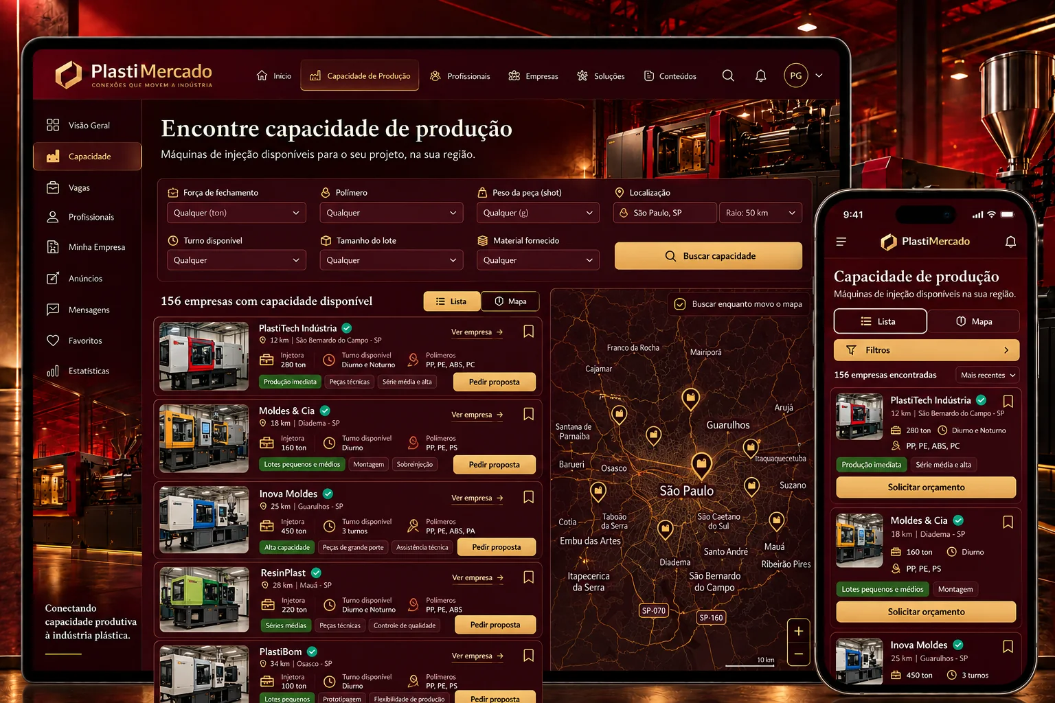 Prévia conceitual da busca por serviços e capacidade produtiva